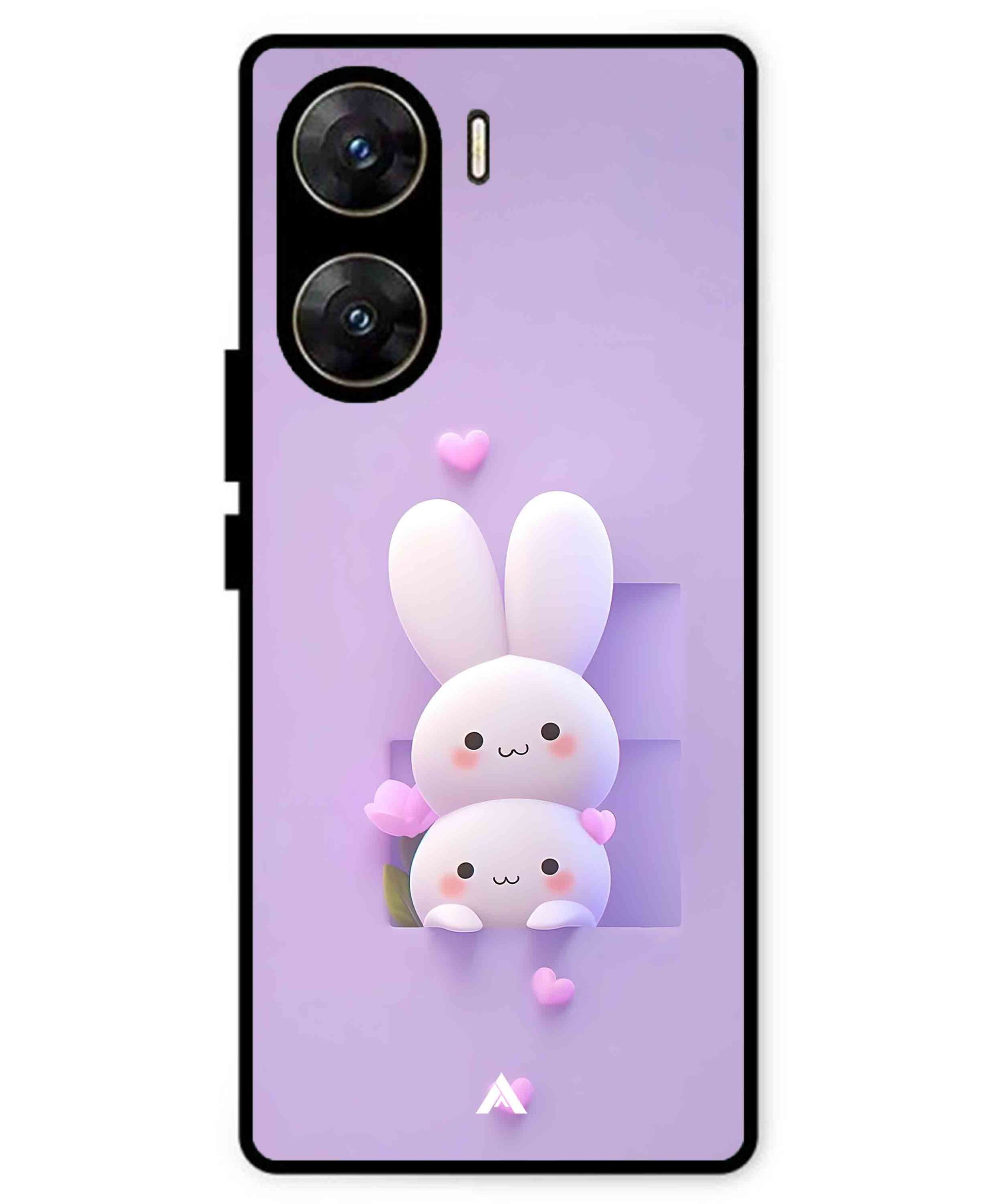 Purple Bunnies Metal Back Cover Phone Case for Vivo v29e