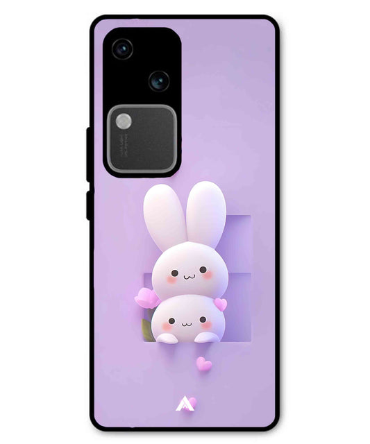 Purple Bunnies Metal Back Cover Phone Case for Vivo v30