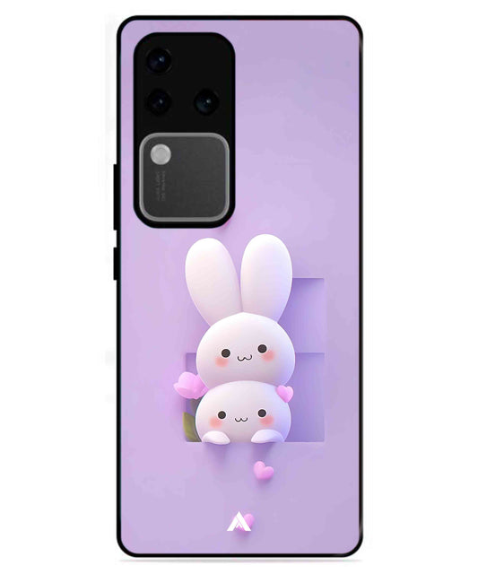 Purple Bunnies Metal Back Cover Phone Case for Vivo v30 Pro