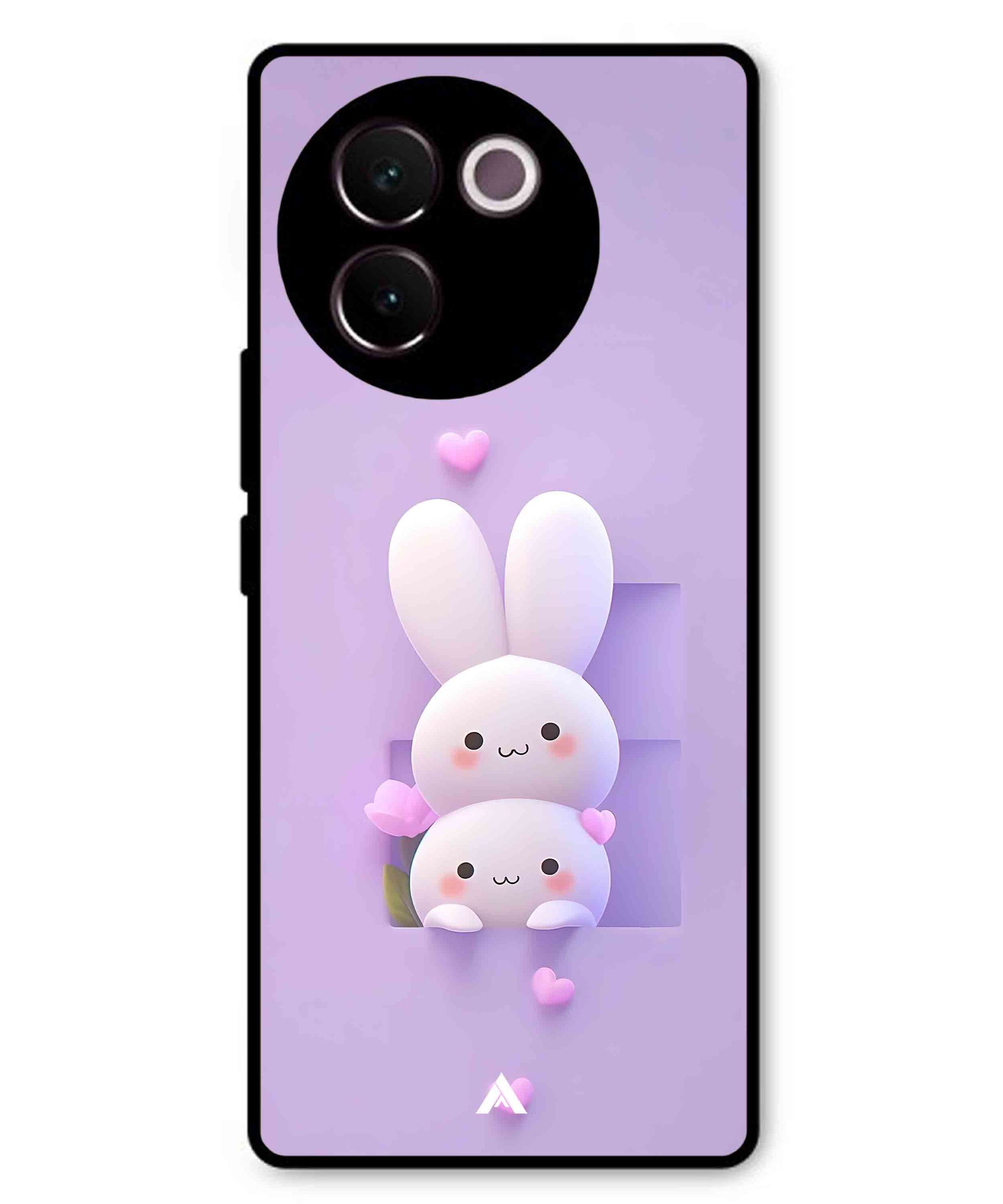 Purple Bunnies Metal Back Cover Phone Case for Vivo v30e