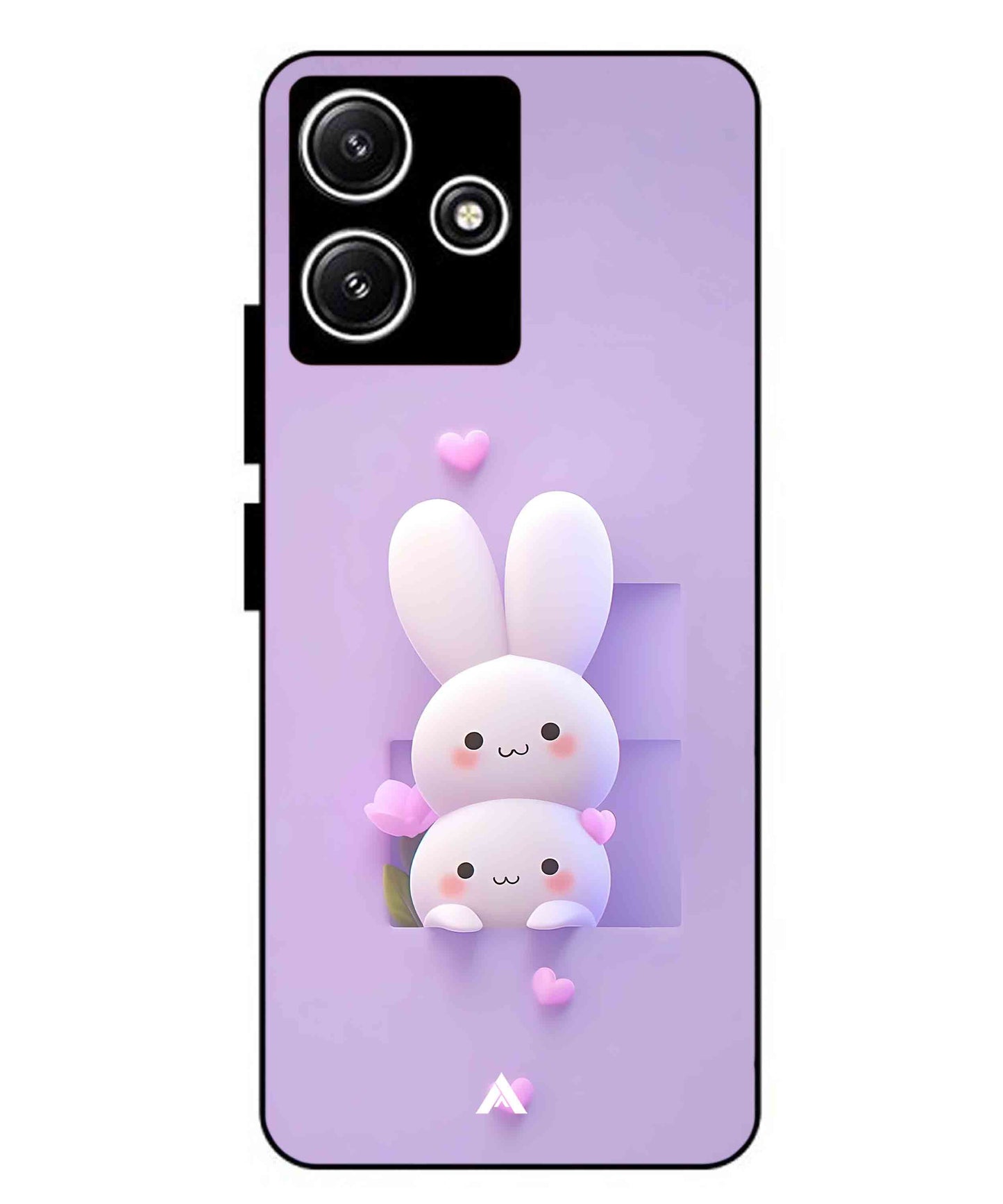 Purple Bunnies Metal Back Cover Phone Case for Xiaomi Redmi 12 5G