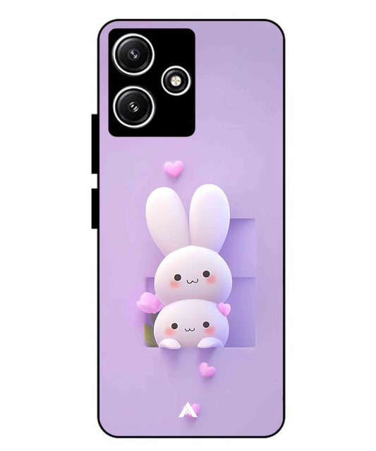 Purple Bunnies Metal Back Cover Phone Case for Xiaomi Redmi 12 5G