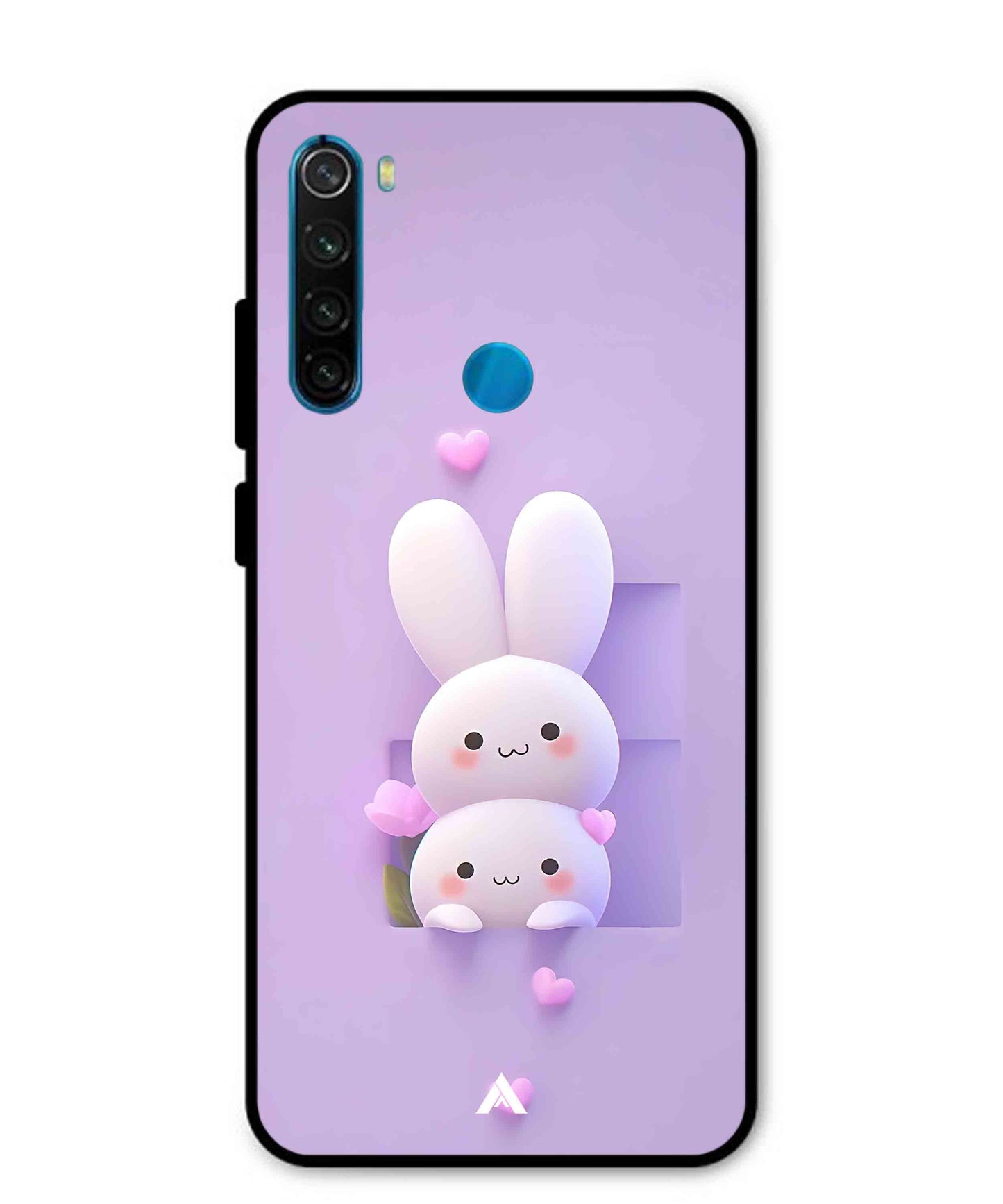 Purple Bunnies Metal Back Cover Phone Case for Xiaomi Redmi Note 8