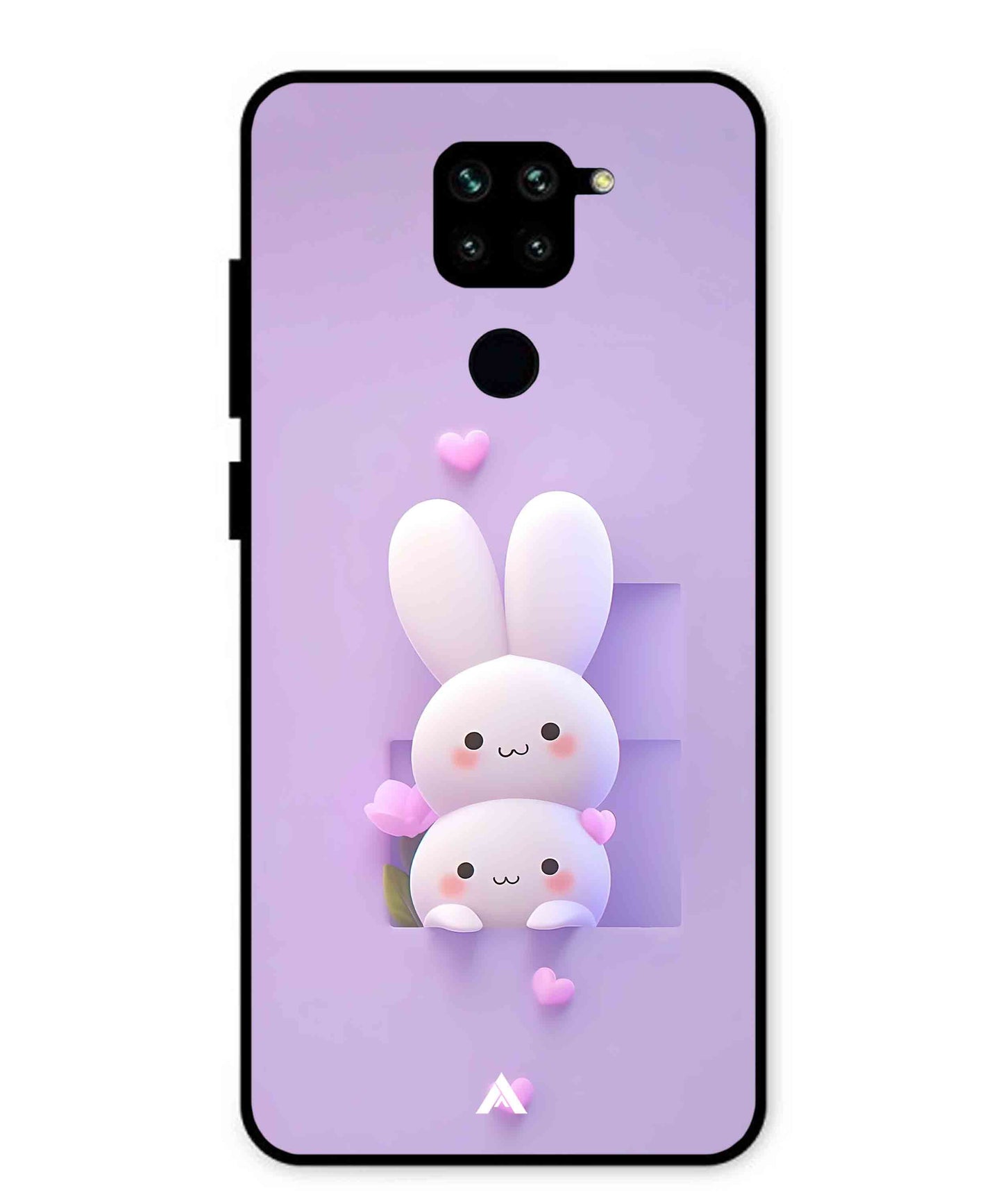 Purple Bunnies Metal Back Cover Phone Case for Xiaomi Redmi Note 9