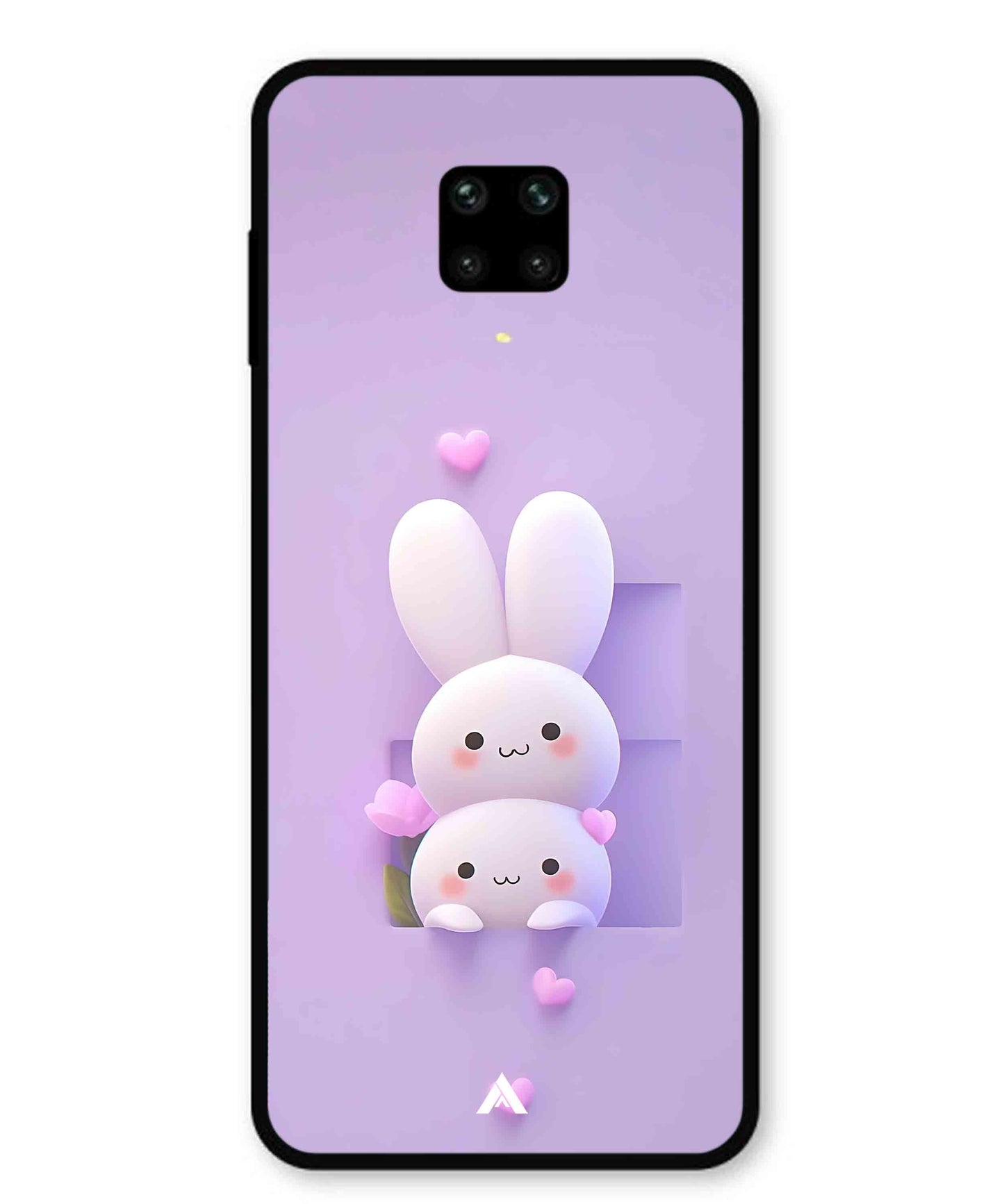 Purple Bunnies Metal Back Cover Phone Case for Xiaomi Redmi Note 9 Pro Max