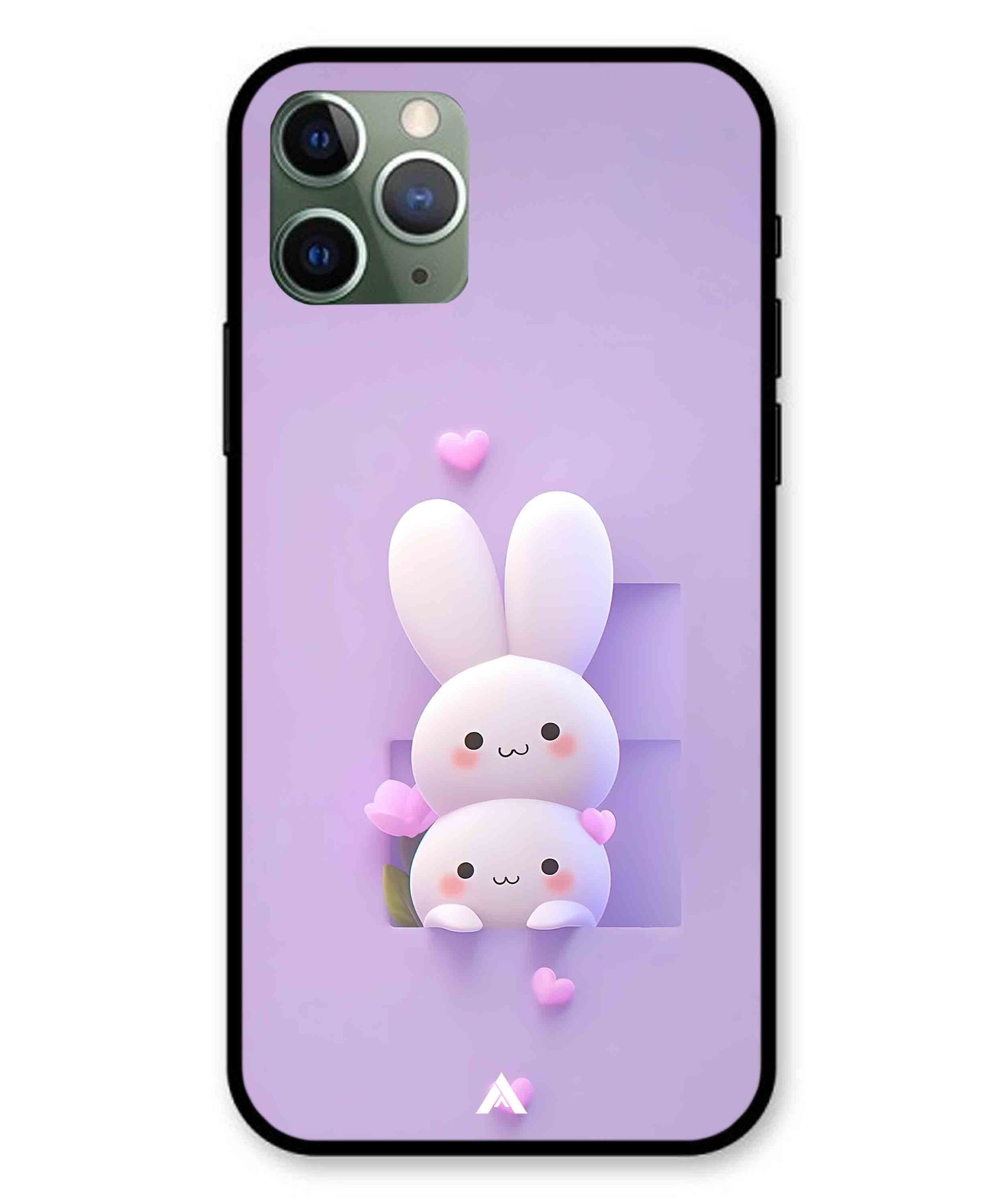 Purple Bunnies Metal Back Cover Phone Case for iPhone 11 Pro