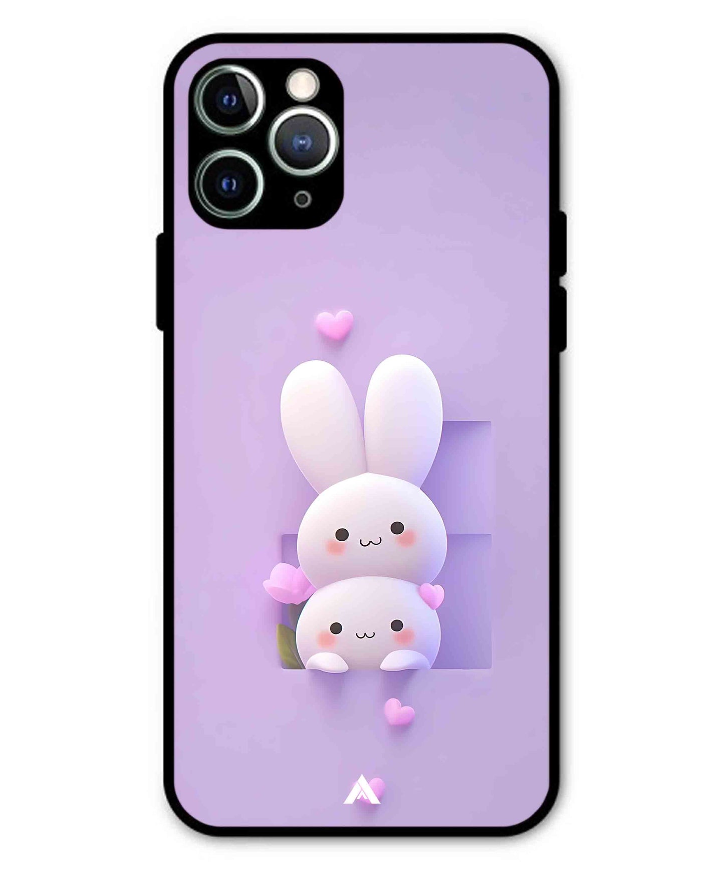 Purple Bunnies Metal Back Cover Phone Case for iPhone 11 Pro Max