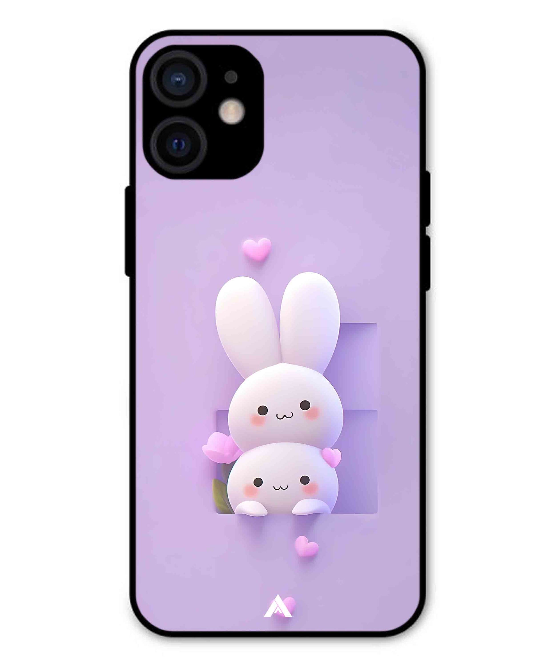 Purple Bunnies Metal Back Cover Phone Case for iPhone 12 Mini