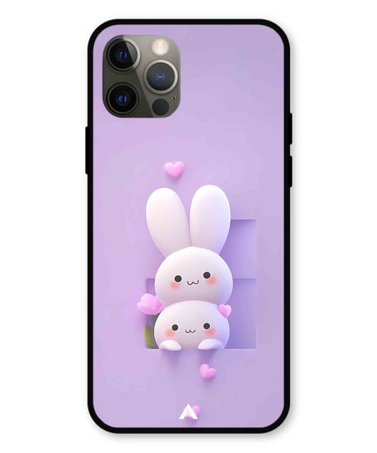 Purple Bunnies Metal Back Cover Phone Case for iPhone 12 Pro