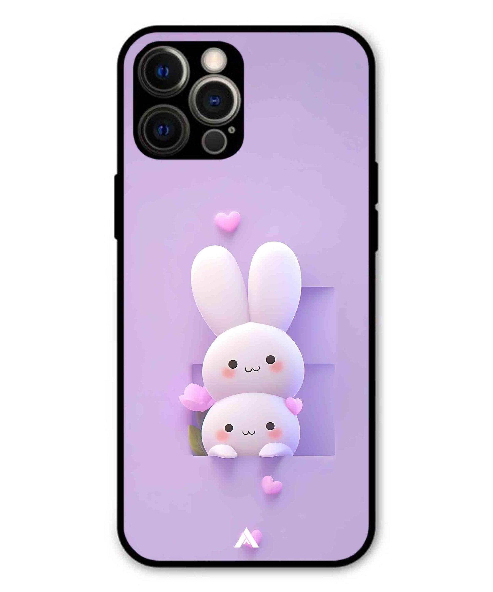 Purple Bunnies Metal Back Cover Phone Case for iPhone 12 Pro Max
