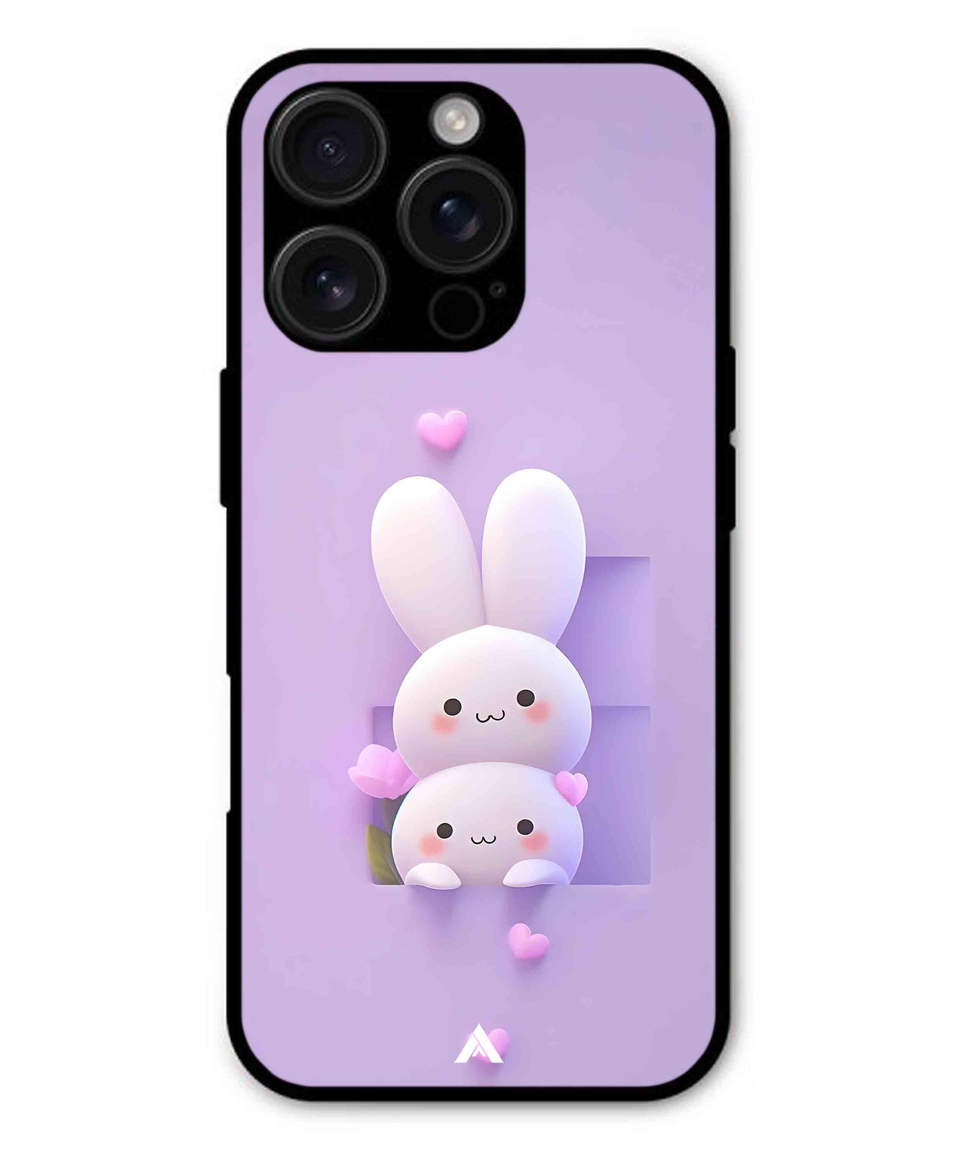 Purple Bunnies Metal Back Cover Phone Case for iPhone 13 Pro