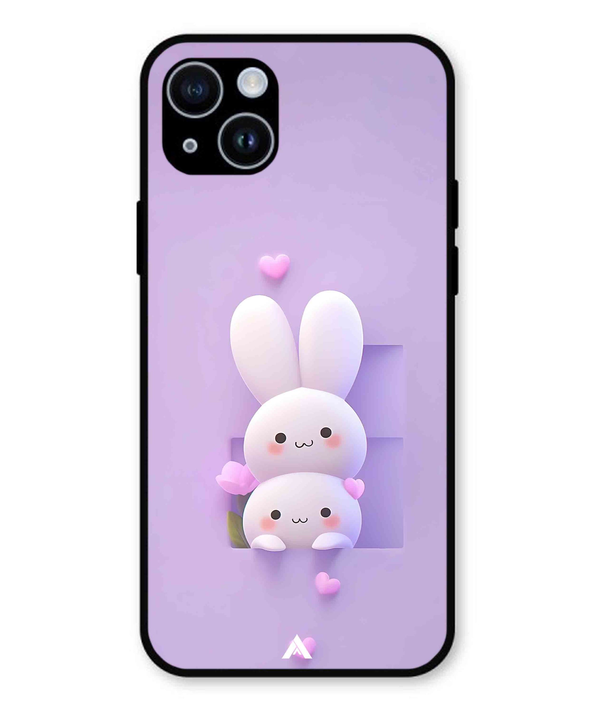 Purple Bunnies Metal Back Cover Phone Case for iPhone 14