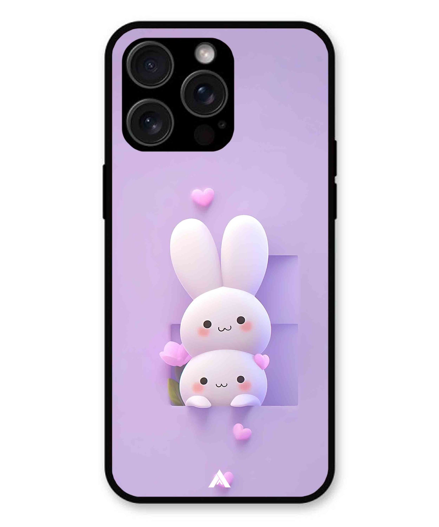 Purple Bunnies Metal Back Cover Phone Case for iPhone 14 Pro Max
