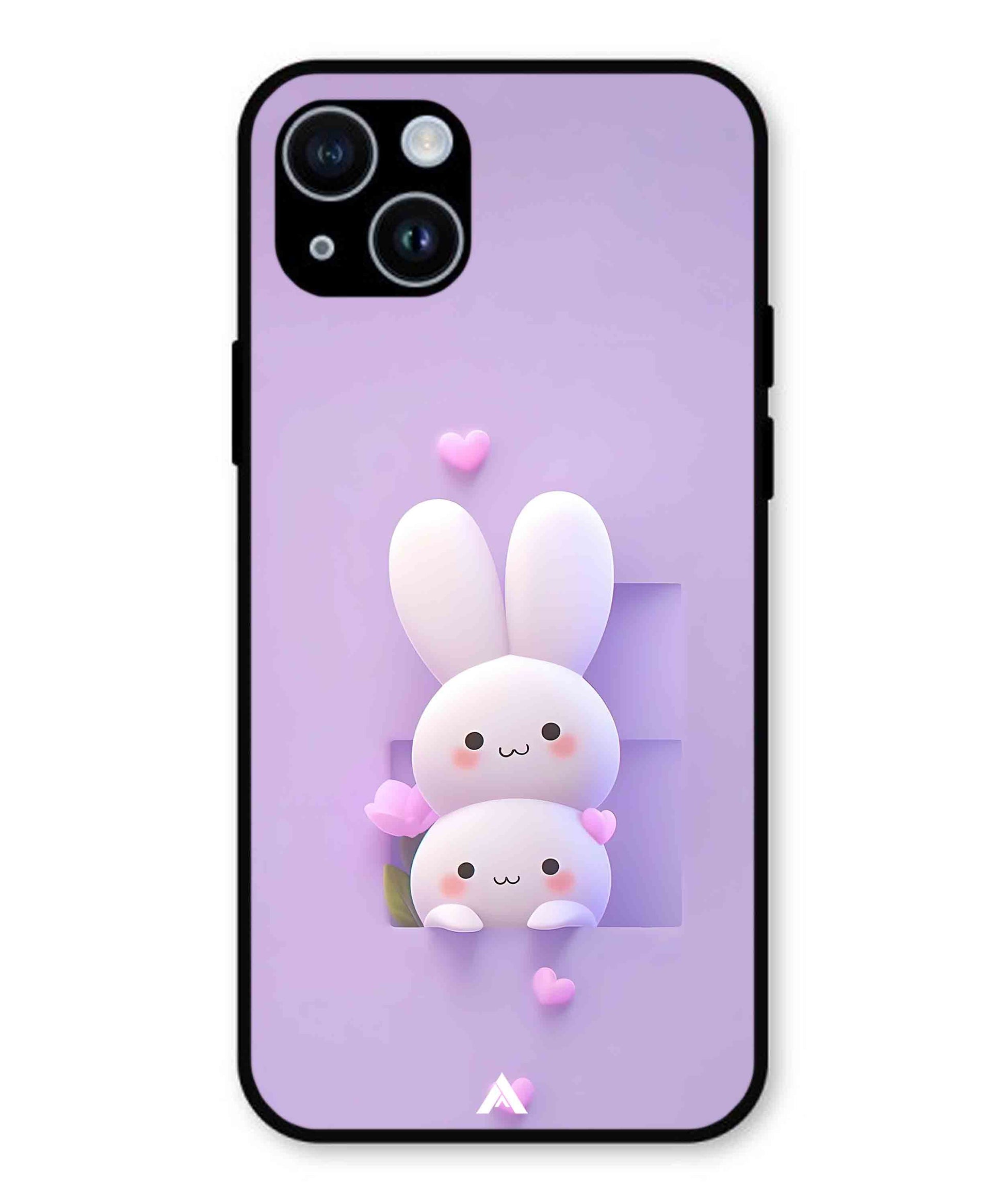 Purple Bunnies Metal Back Cover Phone Case for iPhone 15