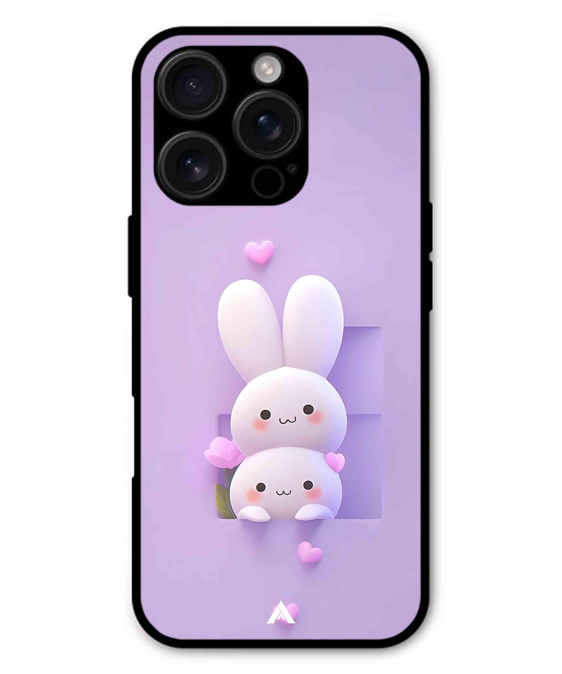 Purple Bunnies Metal Back Cover Phone Case for iPhone 15 Pro