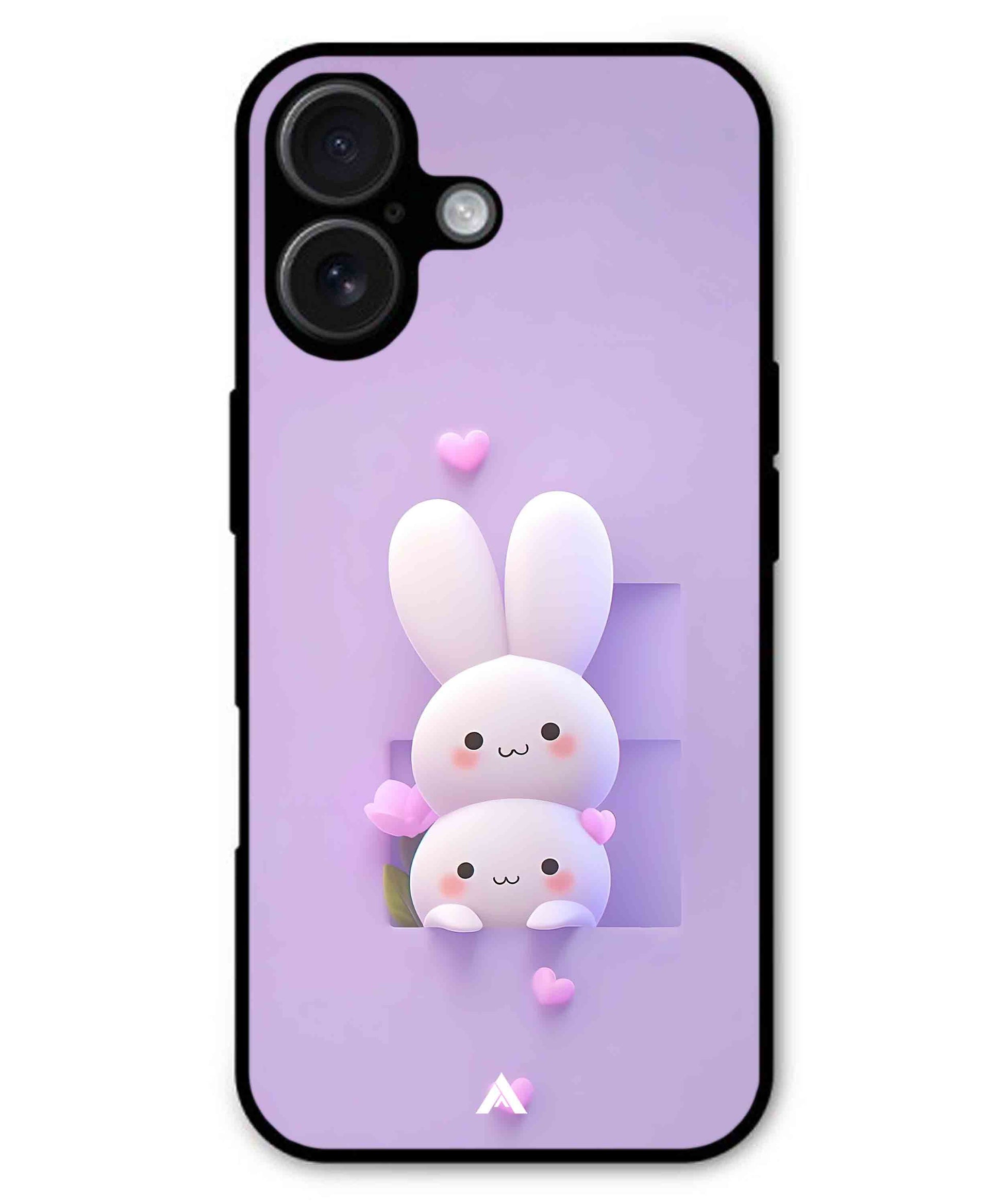 Purple Bunnies Metal Back Cover Phone Case for iPhone 16 Plus