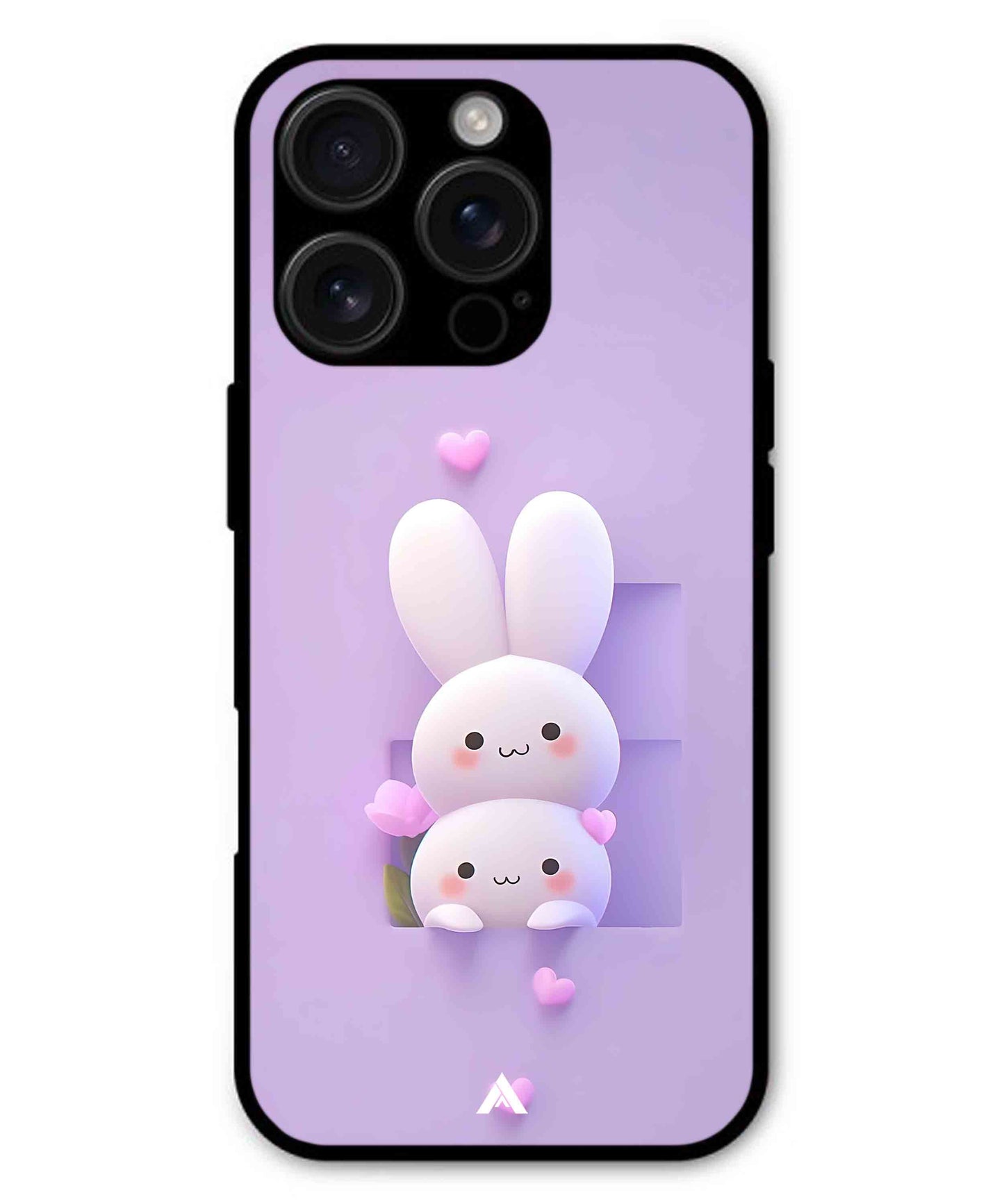 Purple Bunnies Metal Back Cover Phone Case for iPhone 16 Pro