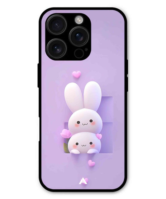 Purple Bunnies Metal Back Cover Phone Case for iPhone 16 Pro