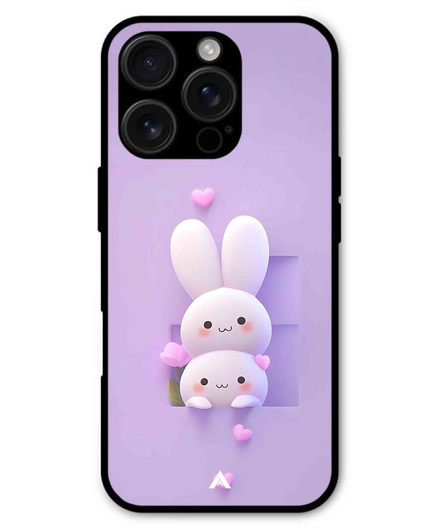 Purple Bunnies Metal Back Cover Phone Case for iPhone 16 ProMax