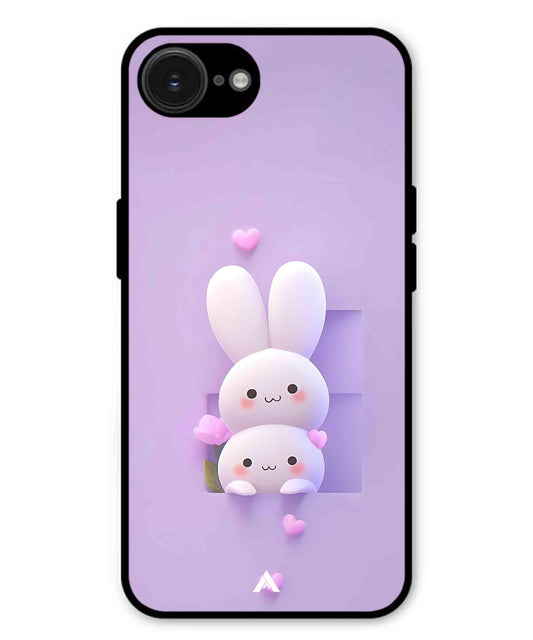 Purple Bunnies Metal Back Cover Phone Case for iPhone 16e