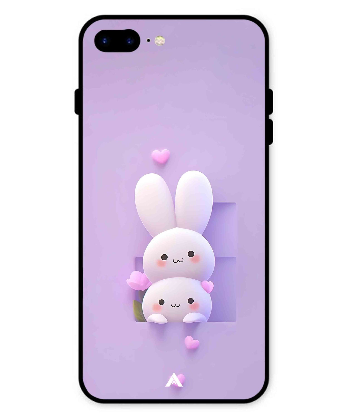 Purple Bunnies Metal Back Cover Phone Case for iPhone 8 Plus