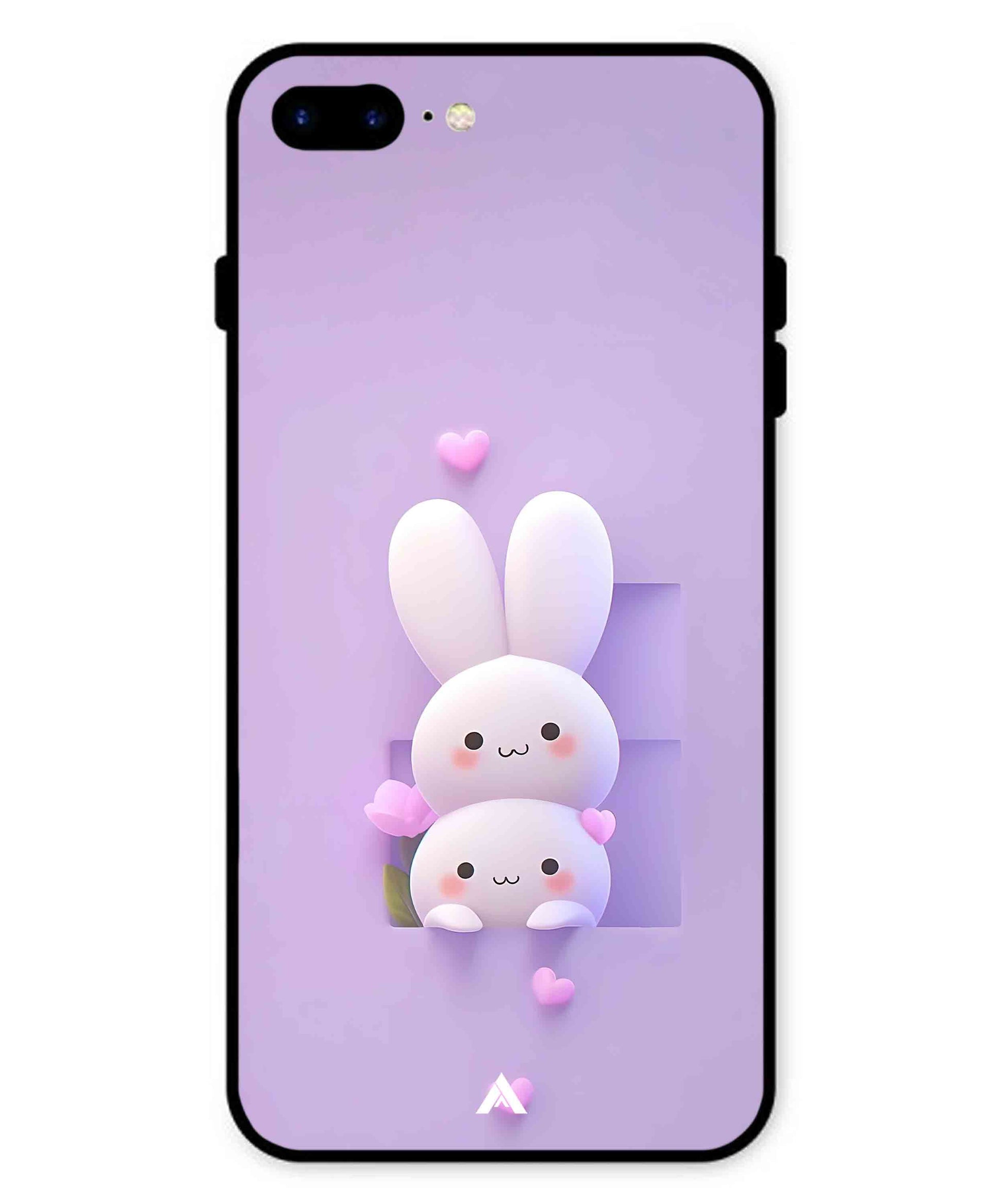Purple Bunnies Metal Back Cover Phone Case for iPhone 8 Plus