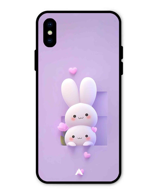 Purple Bunnies Metal Back Cover Phone Case for iPhone X