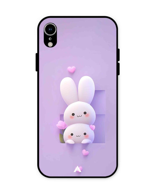 Purple Bunnies Metal Back Cover Phone Case for iPhone Xr