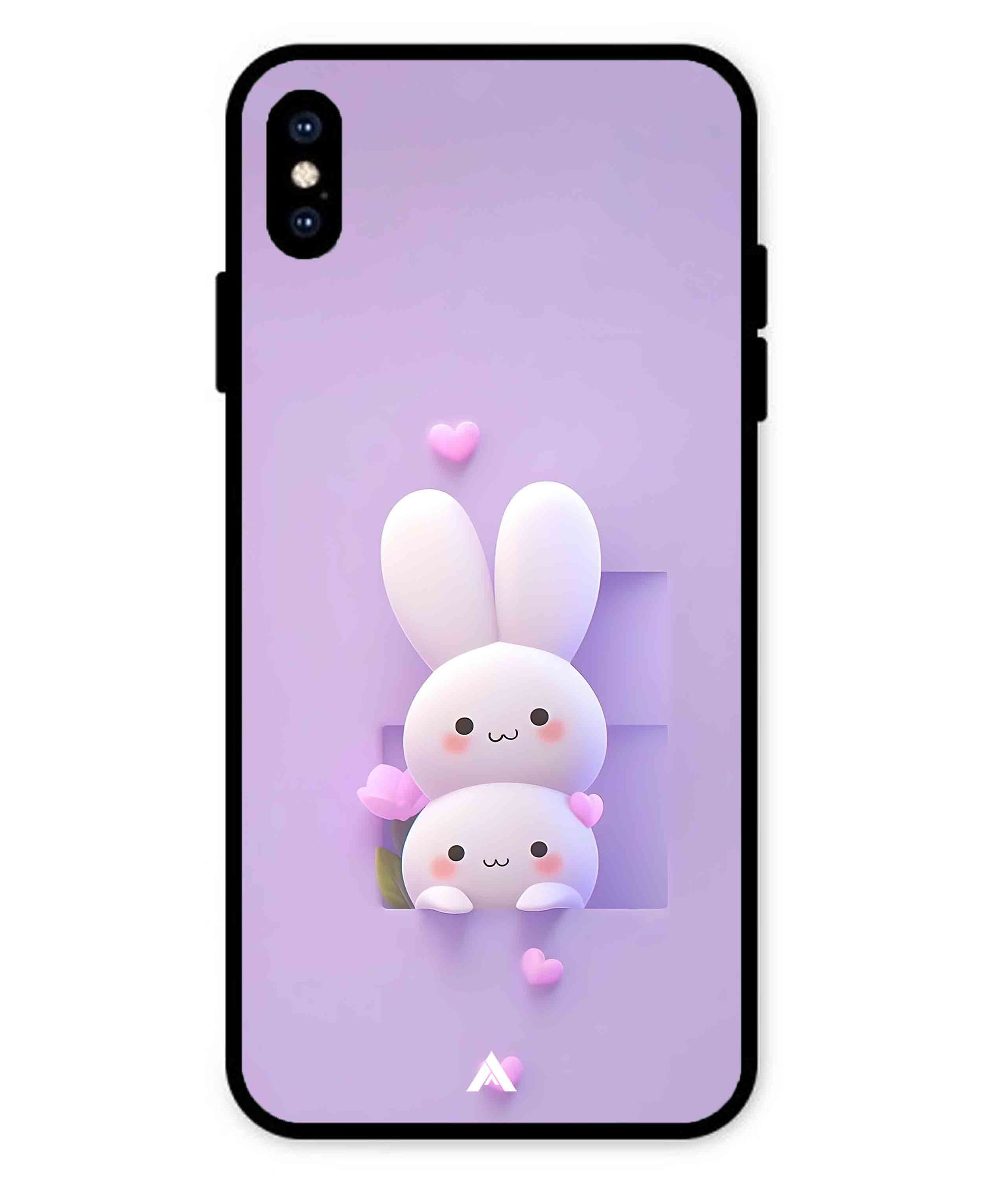 Purple Bunnies Metal Back Cover Phone Case for iPhone Xs Max