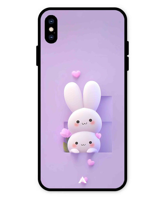 Purple Bunnies Metal Back Cover Phone Case for iPhone Xs Max
