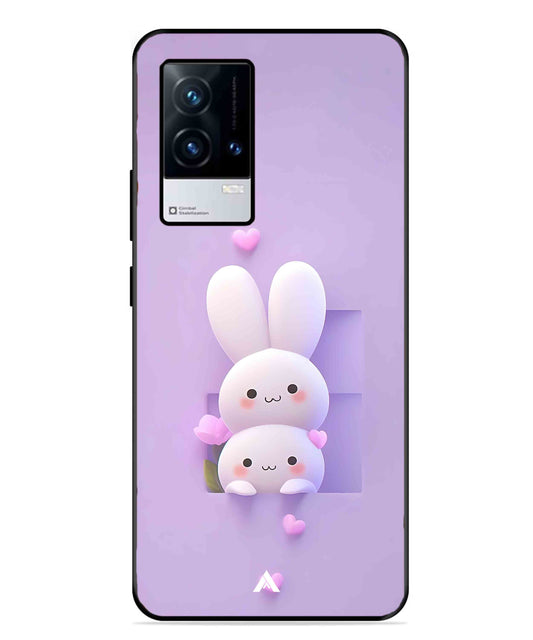 Purple Bunnies Metal Back Cover Phone Case for iQOO 9