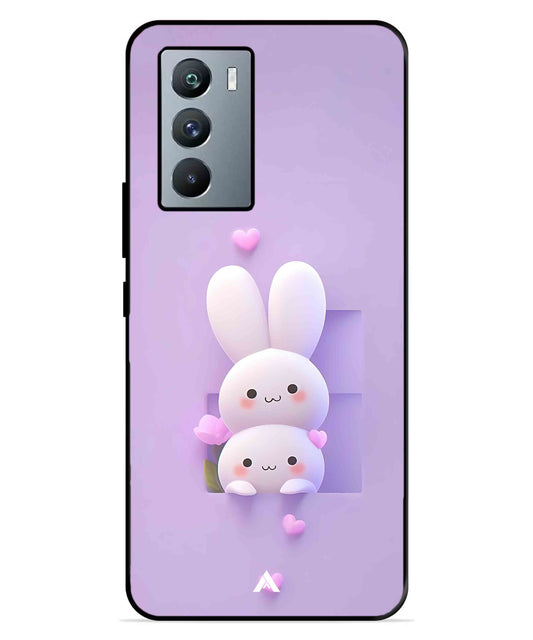 Purple Bunnies Metal Back Cover Phone Case for iQOO 9 SE