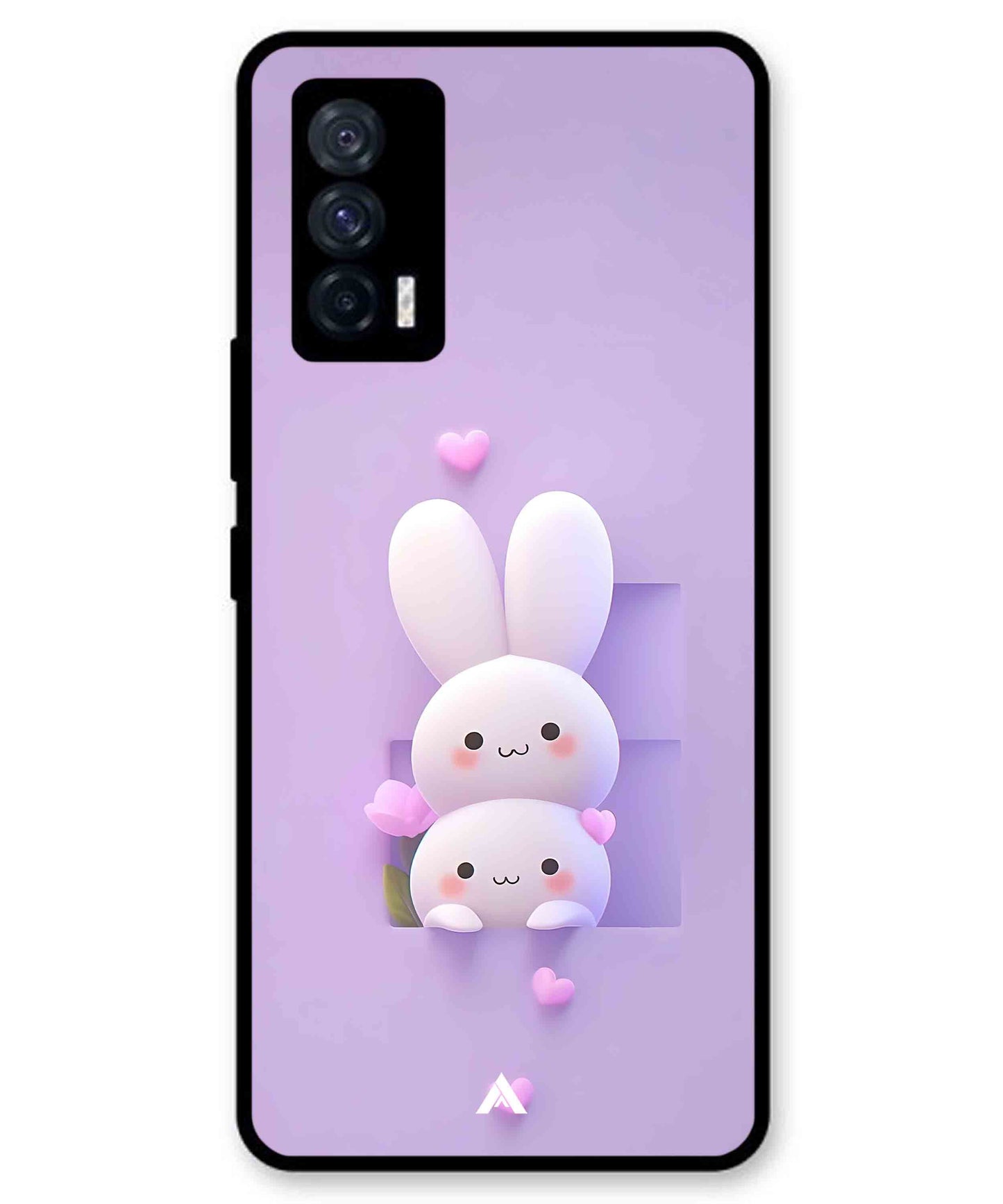 Purple Bunnies Metal Back Cover Phone Case for iQOO Neo 5