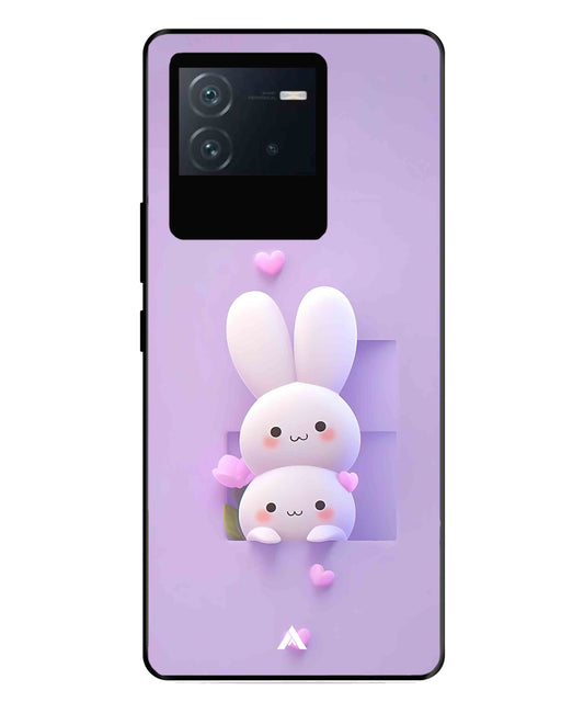 Purple Bunnies Metal Back Cover Phone Case for iQOO Neo 6