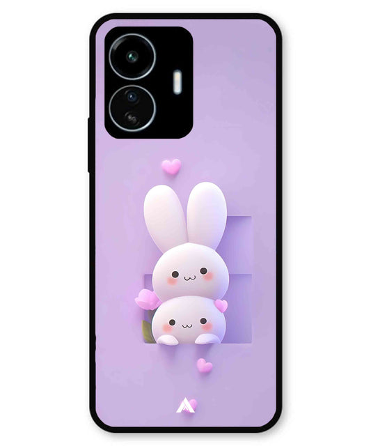 Purple Bunnies Metal Back Cover Phone Case for iQOO Z6 Lite