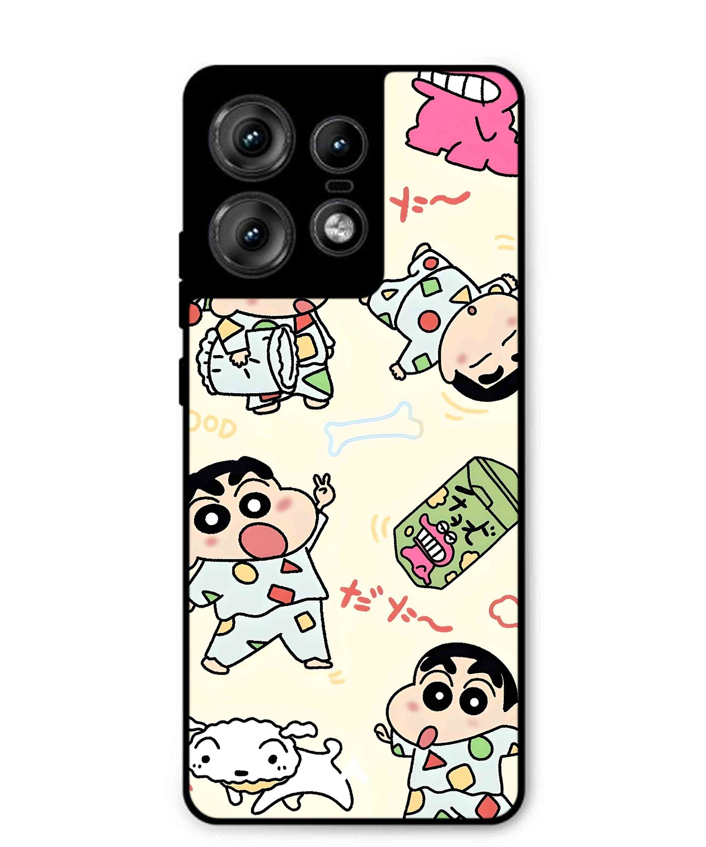 Shinchan Collage Metal Back Cover Phone Case for Moto Edge 50 Pro