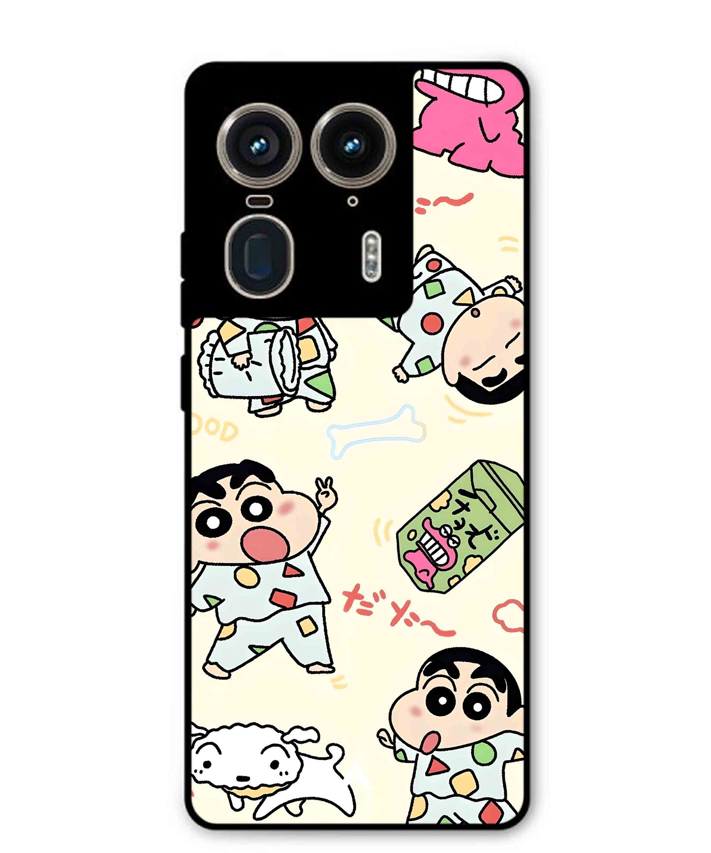 Shinchan Collage Metal Back Cover Phone Case for Moto Edge 50 Ultra