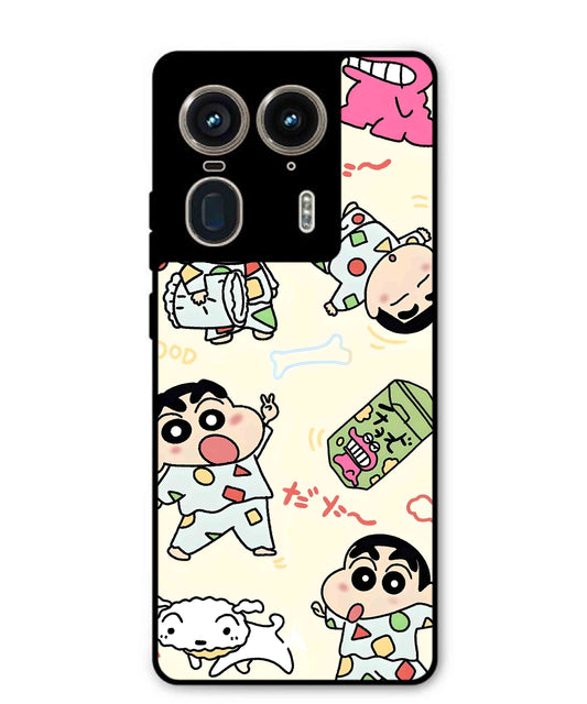Shinchan Collage Metal Back Cover Phone Case for Moto Edge 50 Ultra
