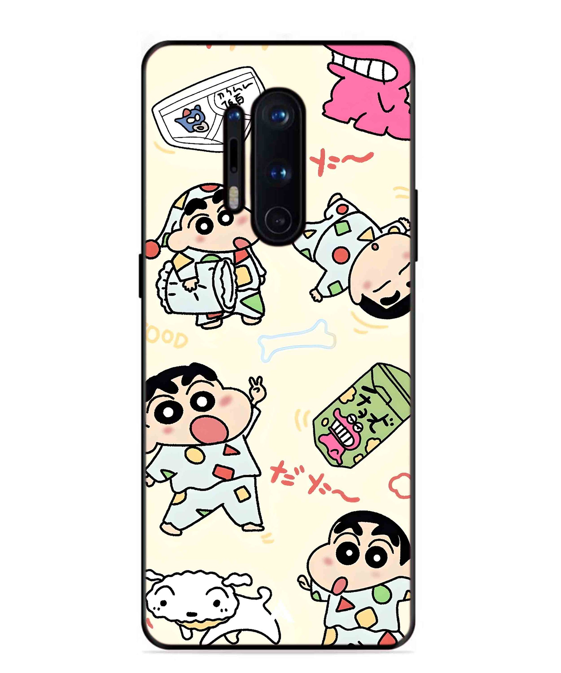 Shinchan Collage Metal Back Cover Phone Case for Oneplus 8 Pro