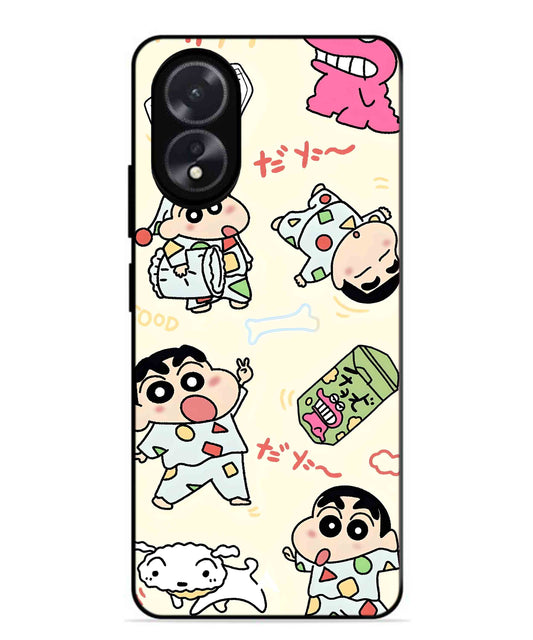 Shinchan Collage Metal Back Cover Phone Case for Oppo A18