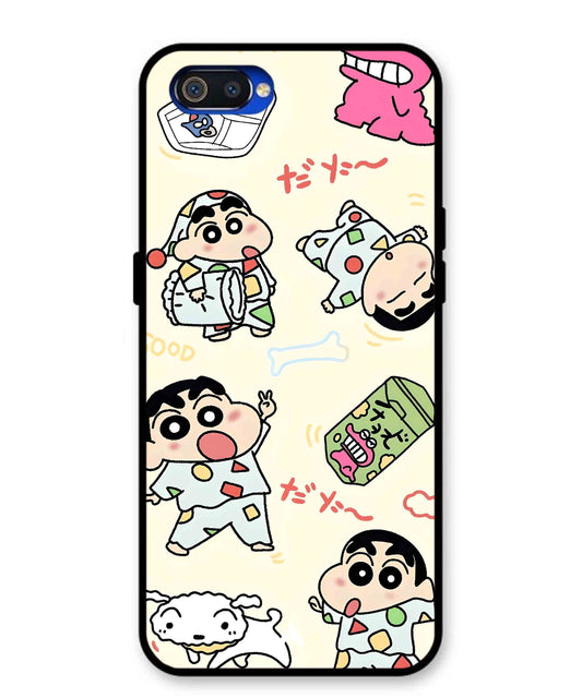Shinchan Collage Metal Back Cover Phone Case for Oppo A1K