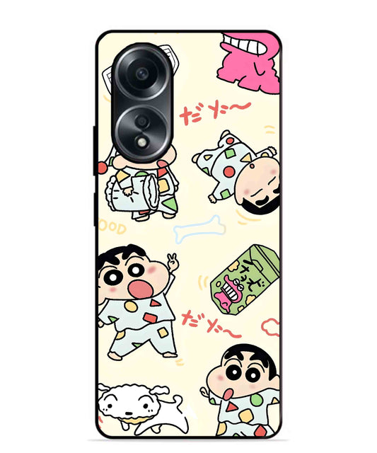 Shinchan Collage Metal Back Cover Phone Case for Oppo A58