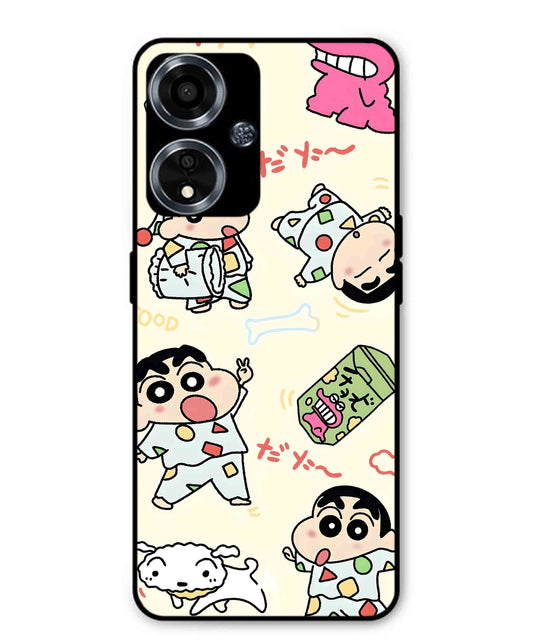 Shinchan Collage Metal Back Cover Phone Case for Oppo A59