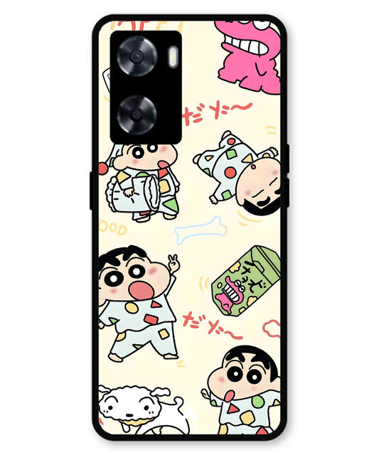 Shinchan Collage Metal Back Cover Phone Case for Oppo A77s