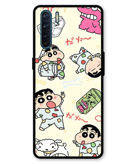Shinchan Collage Metal Back Cover Phone Case for Oppo A91