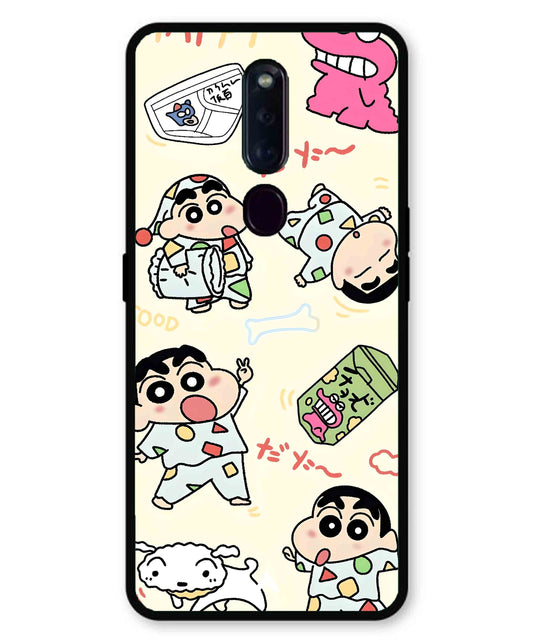 Shinchan Collage Metal Back Cover Phone Case for Oppo F11 Pro