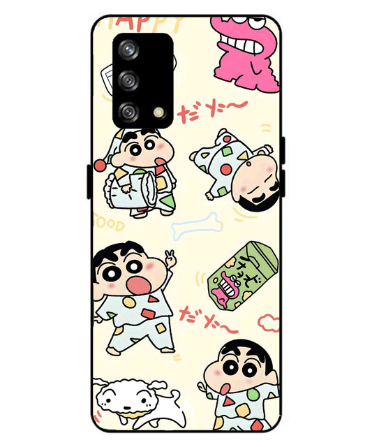 Shinchan Collage Metal Back Cover Phone Case for Oppo F19