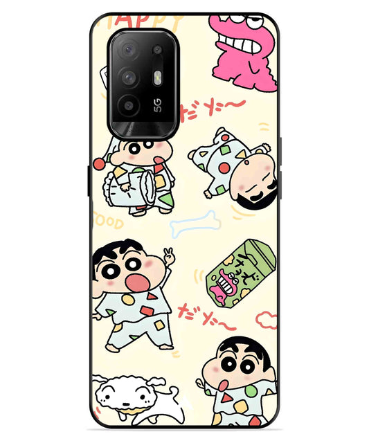Shinchan Collage Metal Back Cover Phone Case for Oppo F19 Pro Plus