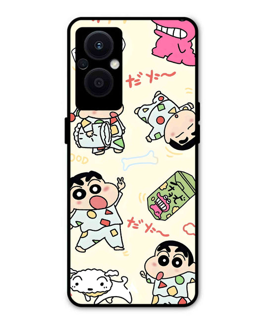 Shinchan Collage Metal Back Cover Phone Case for Oppo F21 Pro 5G