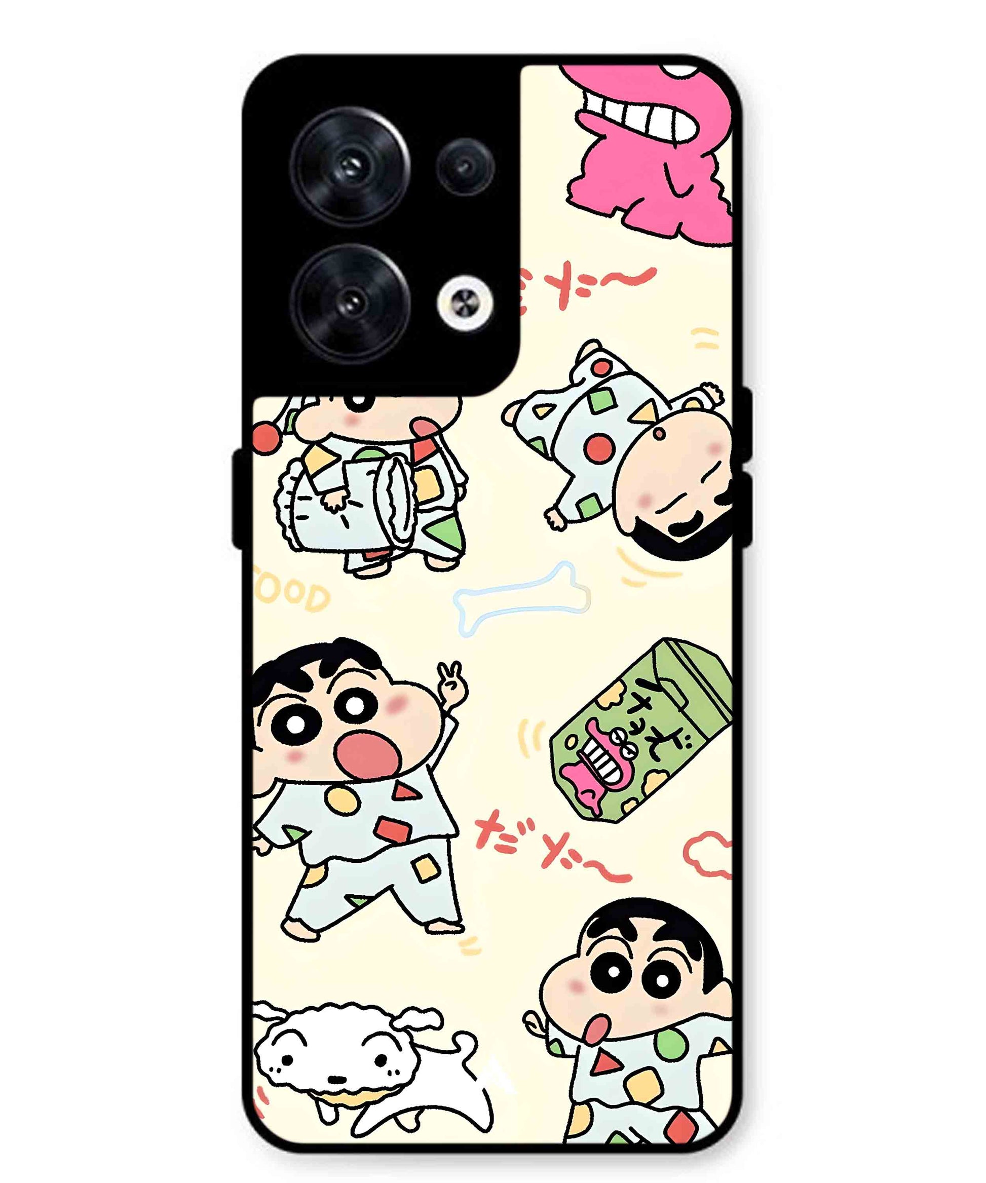 Shinchan Collage Metal Back Cover Phone Case for Oppo Reno 10 Pro